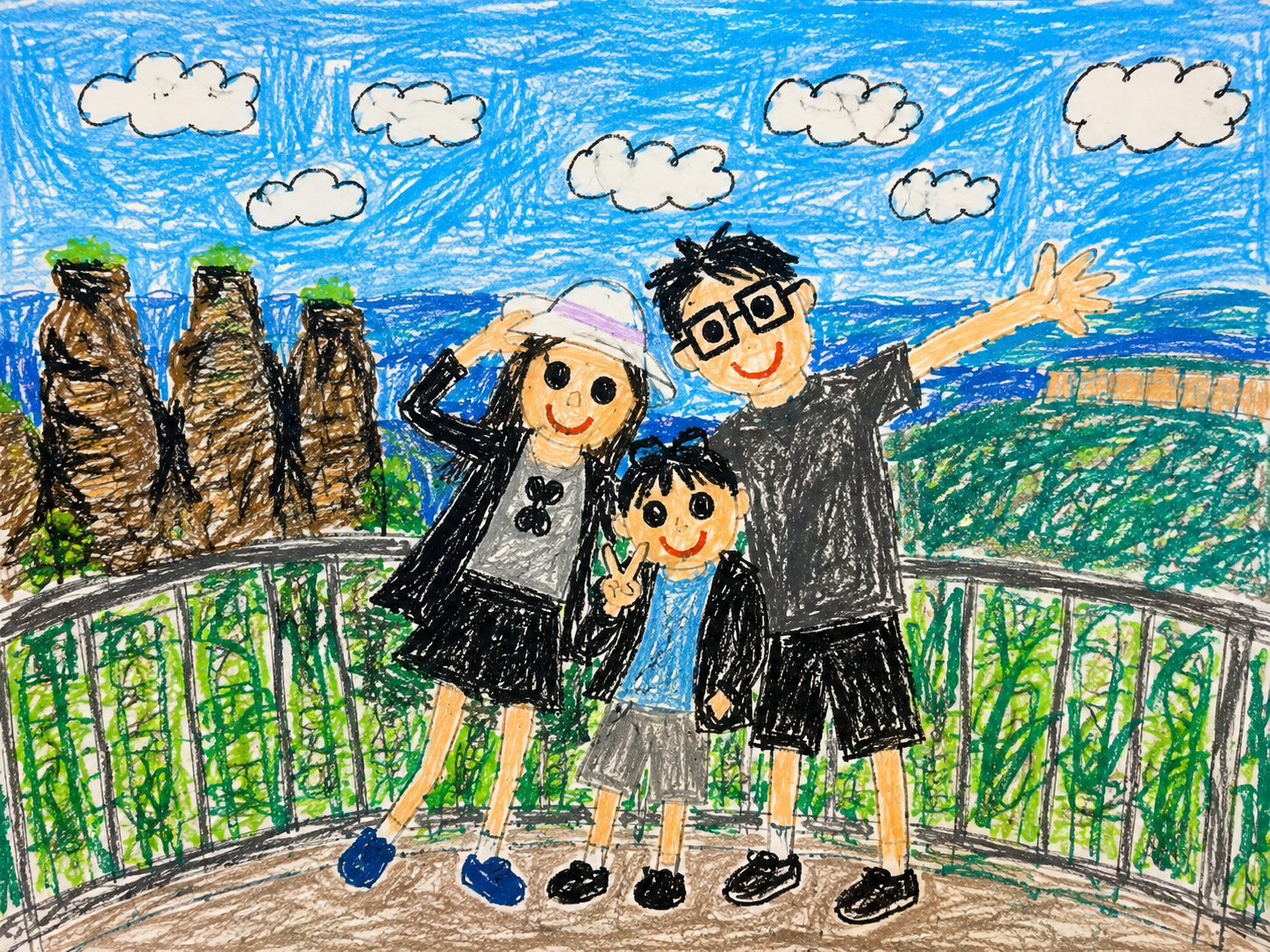 [이미지 프롬프트] 네 살이 그린 것 같은 크레파스 그림 만들기